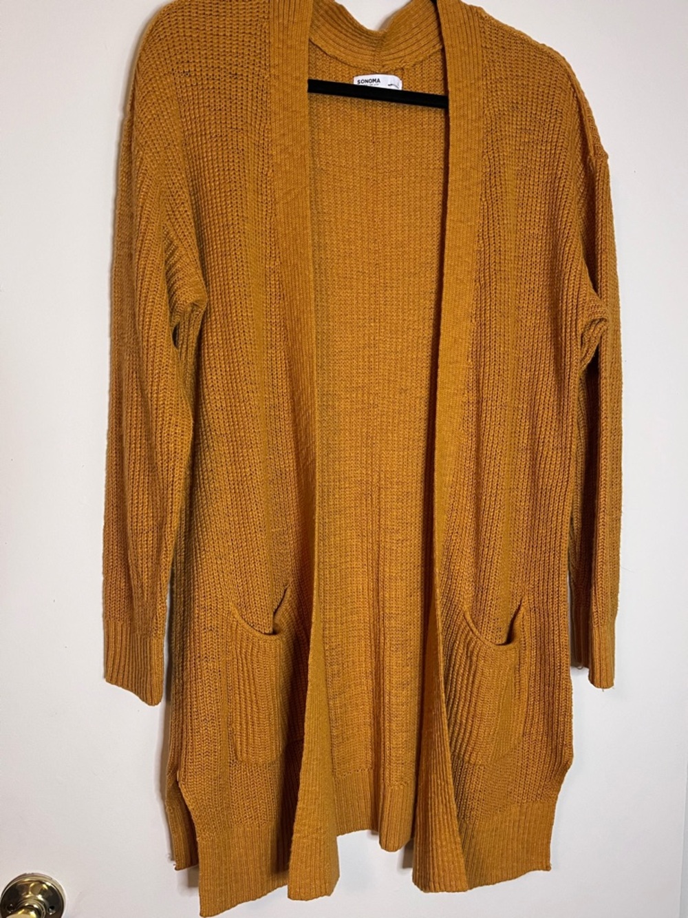 Sonoma Women's Mustard Open-Front Knit Cardigan